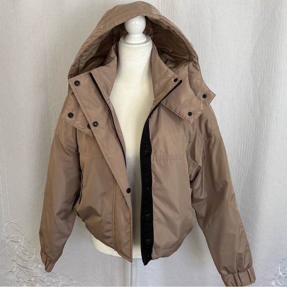 BCBG Beige Hooded Puffer Jacket - Picture 1 of 8